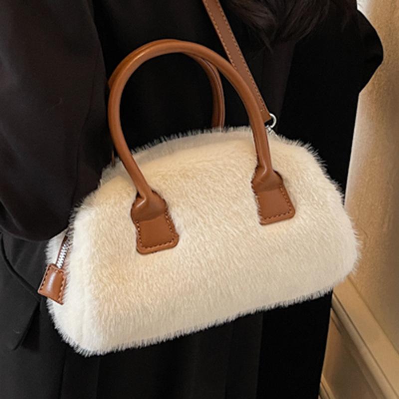 Simple Plush Small Bag Women's Autumn New Shoulder Underarm Bag Fashionable Fluffy Handbag