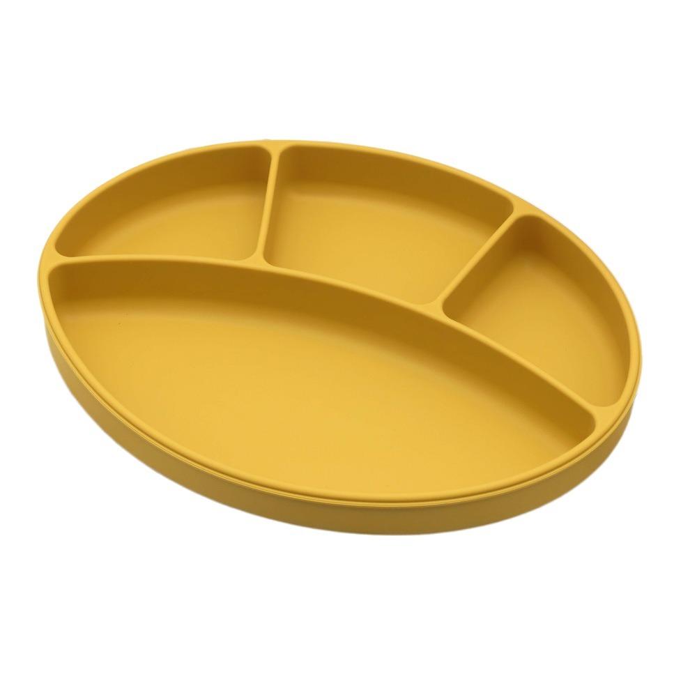 

BPA Free Suction Cup Dinner Plate Waterproof Kids Feeding Plate Silicone Divided Plate Home Use жёлтый