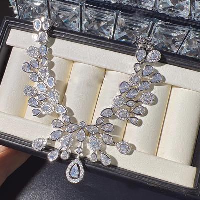 Vintage Lab Diamond Necklace Sterling Silver Party Wedding Chocker Necklace for Women Bridal Pendant Jewelry Gift