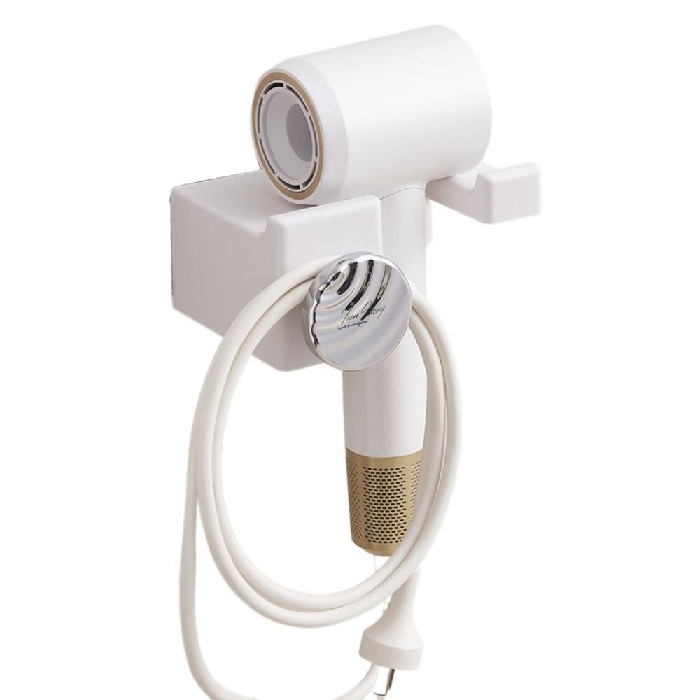 

Punch-free Hair Dryer Holder Self-adhesive Blower Storage Rack Practical Hair Dryer Shelf Washroom білий