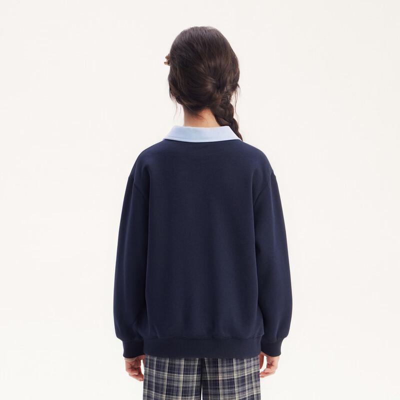 Deesha Girls' Colorblock Polo Sweatshirt with Cute Pet Graphic