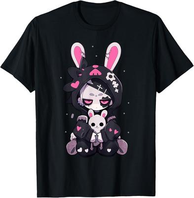 Goth Bunny Anime Girl Cute E-Girl Gothic Outfit Grunge T-Shirt