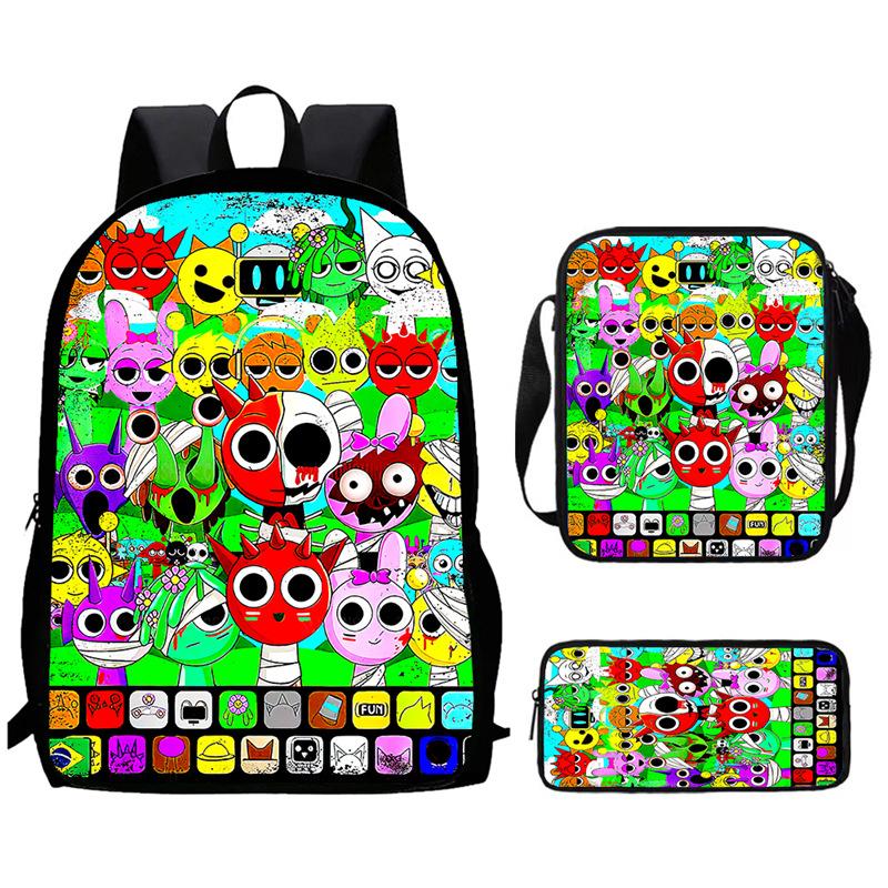 Sprunki Rhythm Box, Game Anime Backpack, Student Schoolbag, Computer Bag