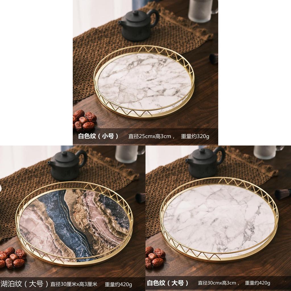 Minimalist Marble Snack Tray With Storage For Home Office And Relaxation