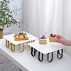 Prato de cerâmica de pé alto, suporte quadrado para dim sum, mesa de sobremesa, suporte para bolo, bandeja de exposição, prato de pão, prato para dim sum, pratos de frutas