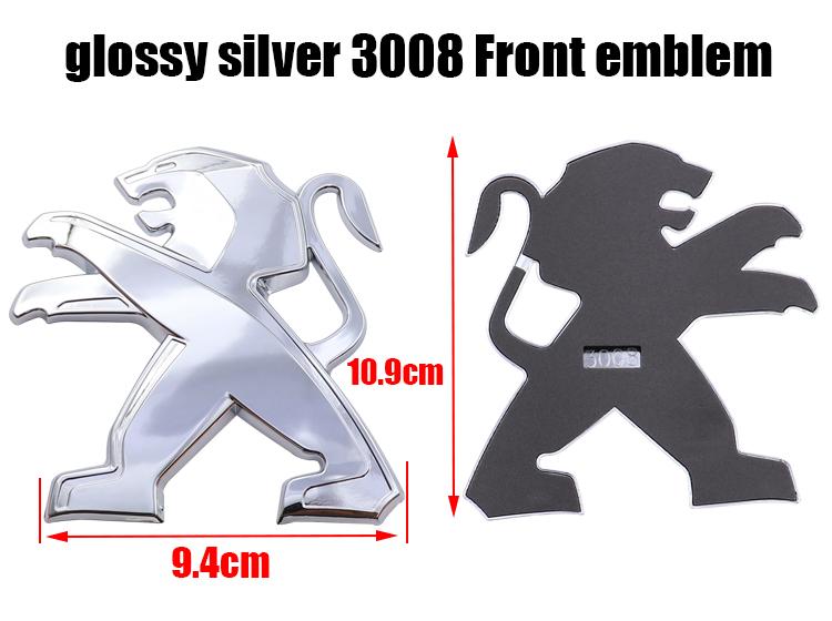 For Peugeot 3008 2008 1pcs ABS 3D Car Front Logo Front Hood Rear Bumper Tail Door Trunk Sticker Car Emblem Styling Accessories
