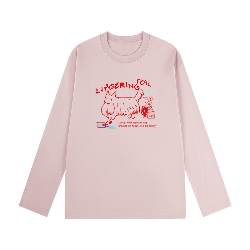 Korean Style Women's Long Sleeve Cotton T-Shirt - Versatile, Casual, Loose Fit for Spring & Autumn.