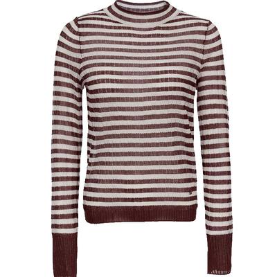Women's Classic Striped Round Neck Thin Knit Sweater