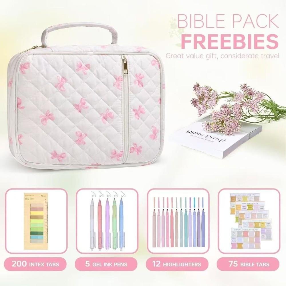 Zipper Pocket Bible Cover Bag Floral Design Storage Bags New Bible Cover Case  Prayer