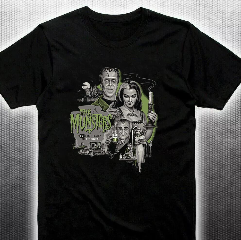 Черная Хлопковая Рубашка The Munsters Полный размер S-5XL Унисекс HS279 Унисекс Футболка S