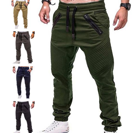Pants Drawstring Adjustable Men Stripes Zipper Pockets Sports Trousers for Outdoor Activities