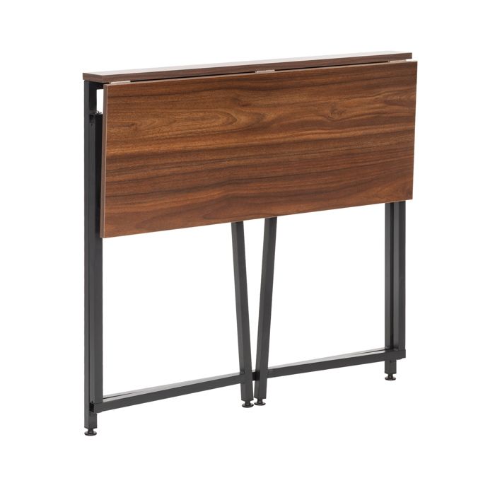 Bureau d'ordinateur - SPRINGOS - Pliable - 80 cm - Métal - Bois brun foncé