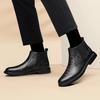 Fashion Genuine leather men's boots Versatile styles for autumn and winter Leisure Business Party Adult office Outdoor Warm Shoes Black