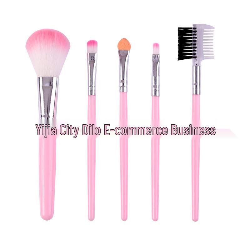 5-Piece Beginner Makeup Brush Set: Eyeshadow, Blush, Eyelash Comb