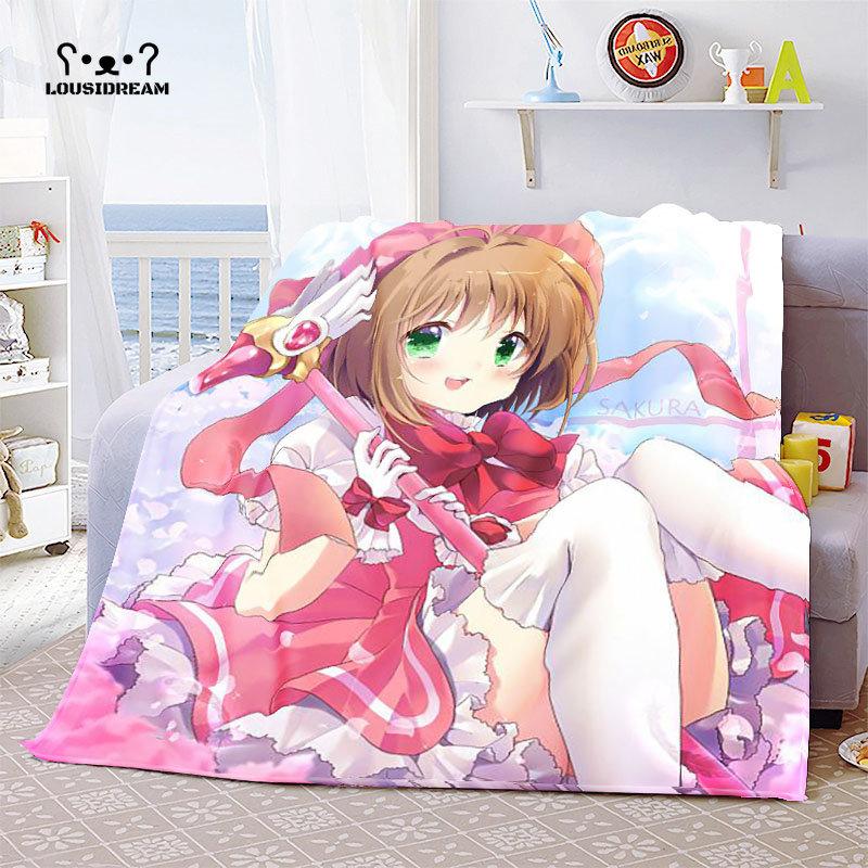 Cardcaptor Sakura Anime Kawaii Girl Throw Blanket  Bedroom Sofa Cover Thin Bedspread Christmas Navidad Gift Home Room Decor