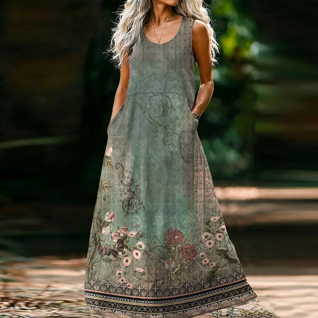 Vestido Casual de Moda para Mujer sin Mangas y con Cuello en U