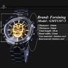 Forsining Orologio automatico da uomo cinturino in acciaio scheletro meccanico teschio orologi orologio da polso di lusso di marca