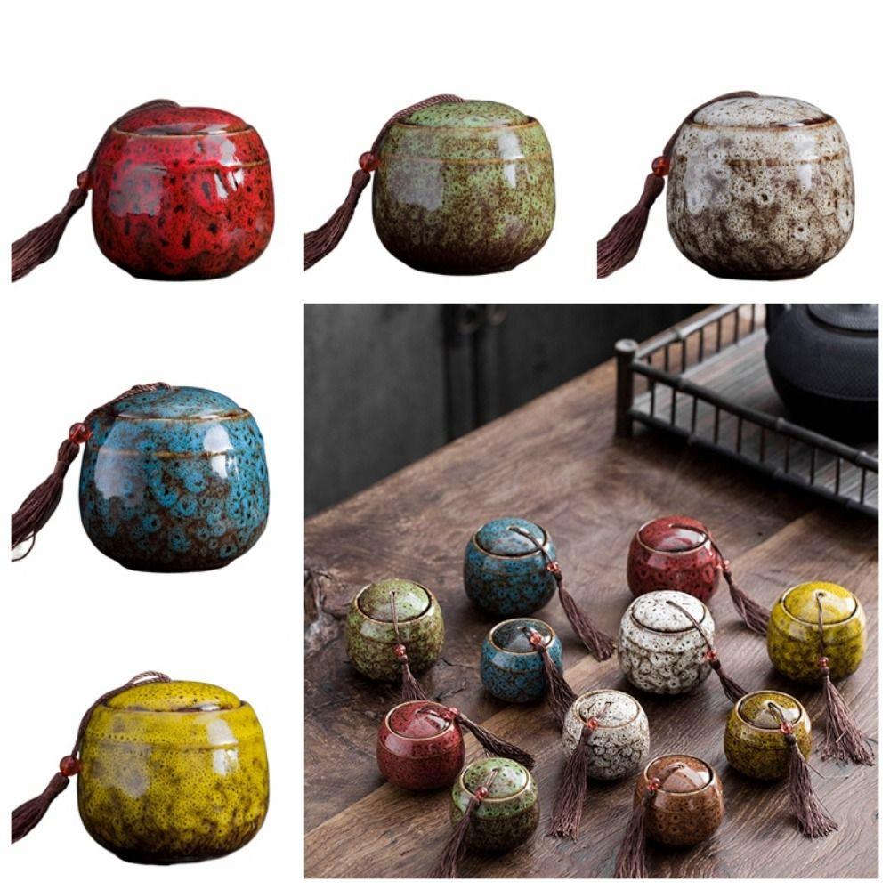 Ceramic Tea Jar Portable Coffee Canister Chinese Style Food Storage Container Home Decor