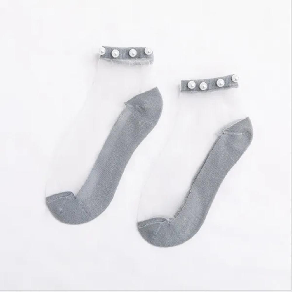 

Новые весенние и летние чулки с перламутровым узором, индивидуально упакованные японские женские носки, нескользящие носки 1 pair серый