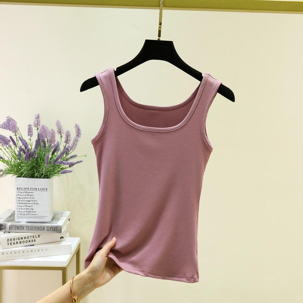 Women's Modal Ribbed Square Neck Sleeveless Slim-Fit Camisole - Versatile Base Layer Shirt for Summer.