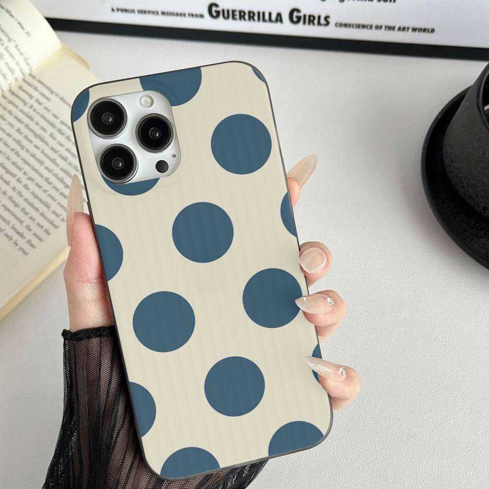 Simple Black White Polka Dot Corrugated Pattern For iPhone 17 16 15 14 13 12 11 16 Pro Max Plus Pro Non-slip Phone Cover