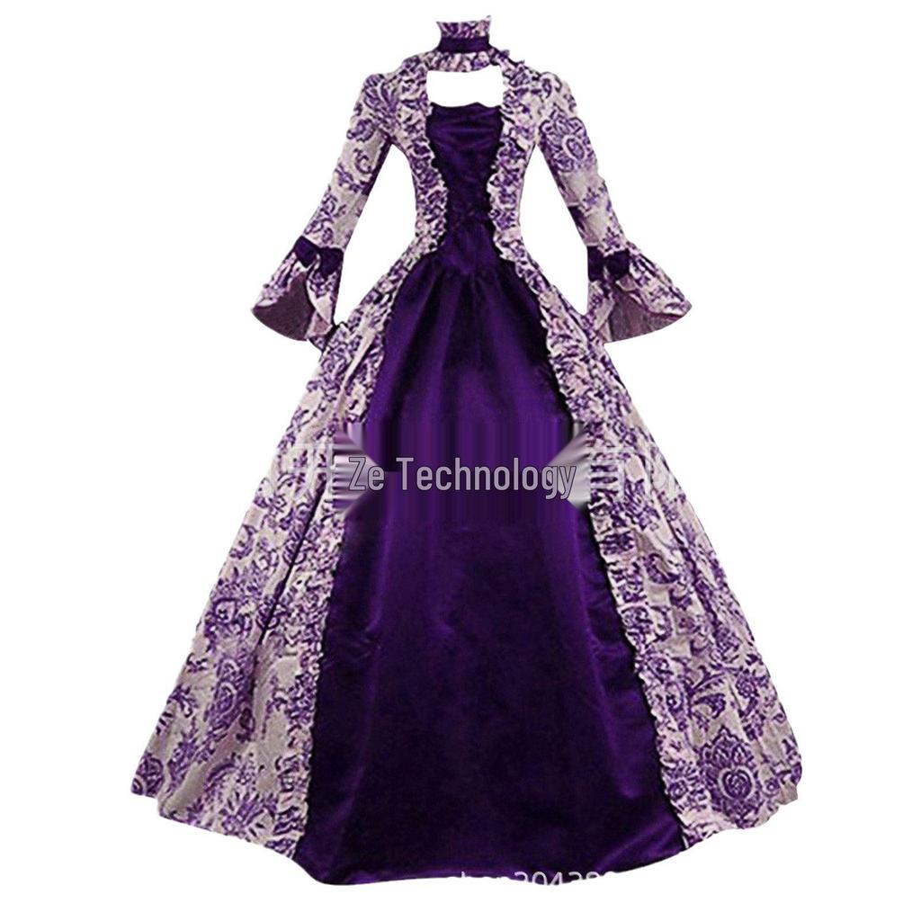 6-farbiges viktorianisch-gotisches Prinzessinnen-Ballkleid Kostüm für Halloween