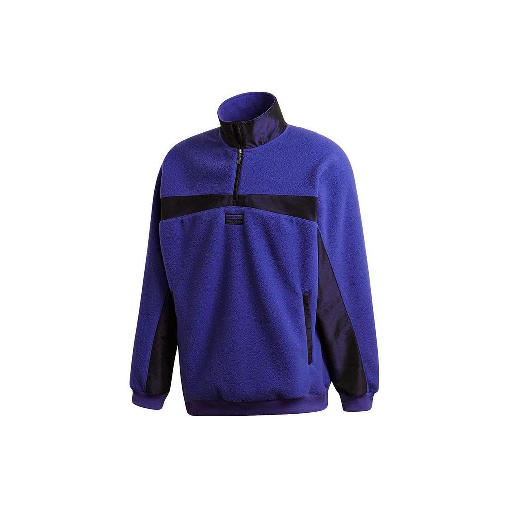 Adidas Originals Purple Fleece Thick Stand Collar Sports Long Sleeve Casual Sweatshirt Men Sweatshirt GD9324