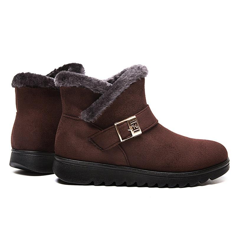 Women's Cotton Shoes, Warm Cotton Boots, Plus Velvet Thickened Flat-bottomed Large Size Snow Boots