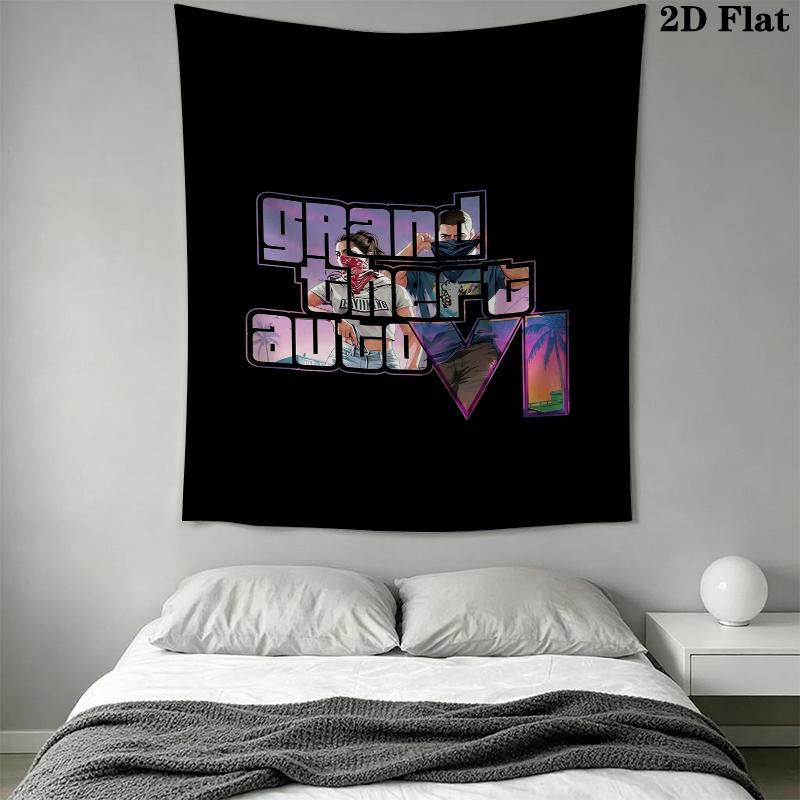 Grand Theft Auto Wall Tapestry Aesthetic Wall Hanging Printed Fabric Blanket Decorative Tapestries for Bedroom Living Room Home Decor