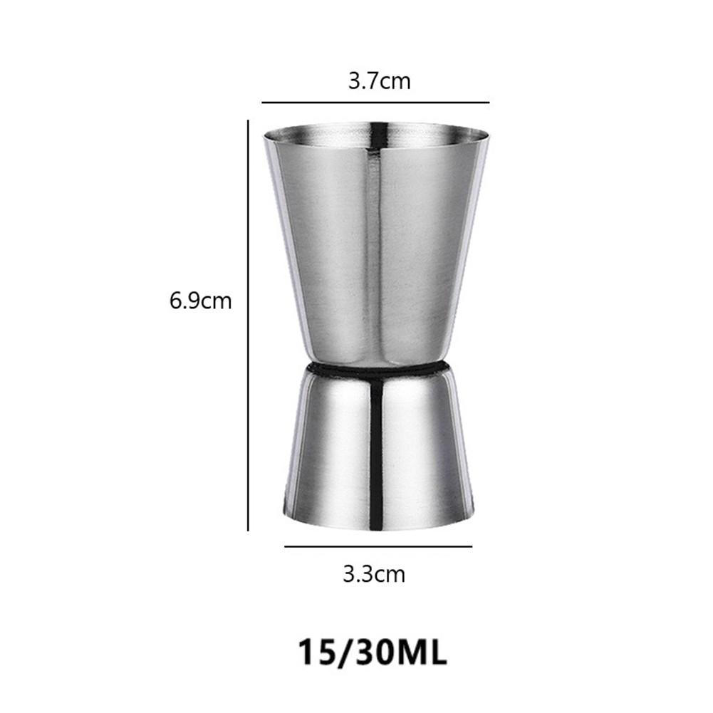 Cocktail Shaker Measure Cup Double Head Design Portable Silver Stainless Steel
