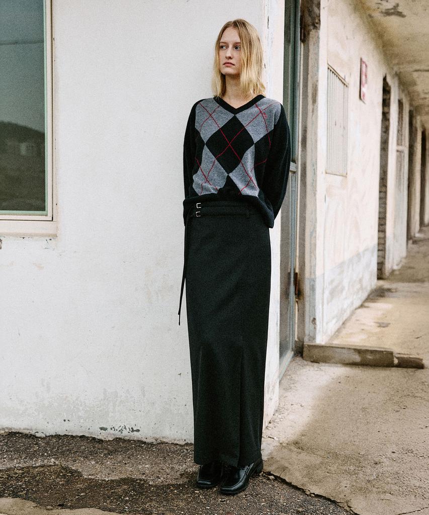 Artid Double Strap Wool Maxi Skirt_3 Colors