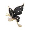 Vintage Rhinestones Butterfly Brooch Inlaid with Cubic Zirconia and Pearls Accent for Women's Clothing Accessories