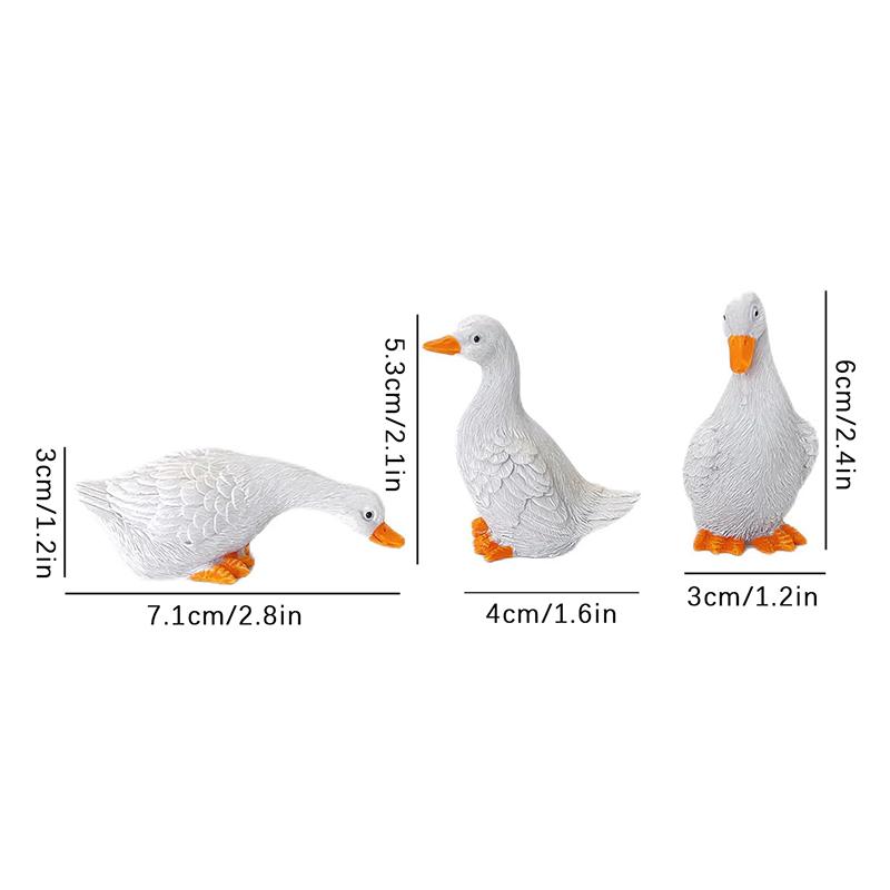 3pcs Cute White Duck Hydroponic Lotus Flower Pot Retro Resin Statue Outdoor Sculpture For Home Office Desk Garden Desk Decor