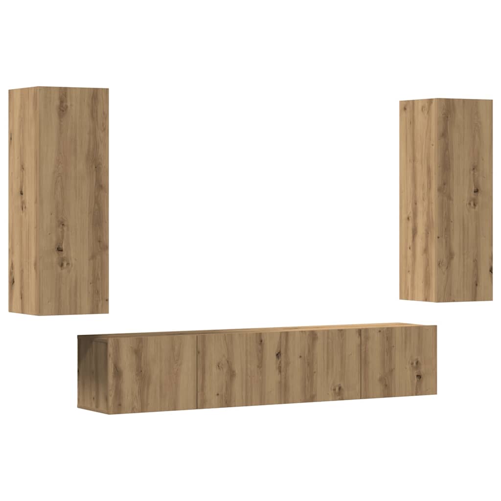 TV Wall Cabinets 4 pcs Artisan Oak Wood Based Material