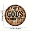 God's Own Country Round Metal Wreath Sign 8x8 Inch Rust-Resistant and Water-Resistant Perfect for Home Office or Coffee Shop
