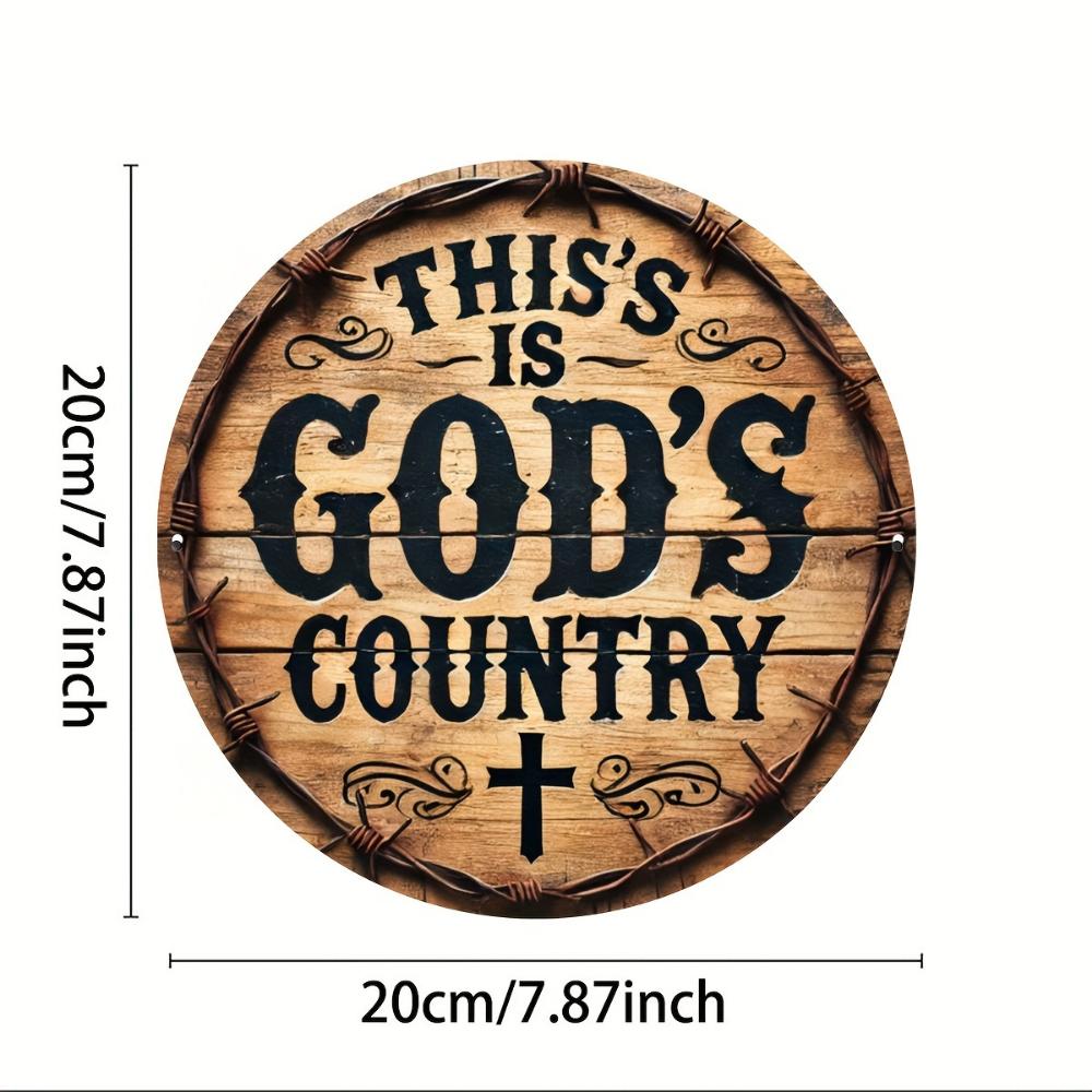 

God s Own Country Round Metal Wreath Sign 8x8 Inch Rust-Resistant and Water-Resistant Perfect for Home Office or Coffee Shop чёрный