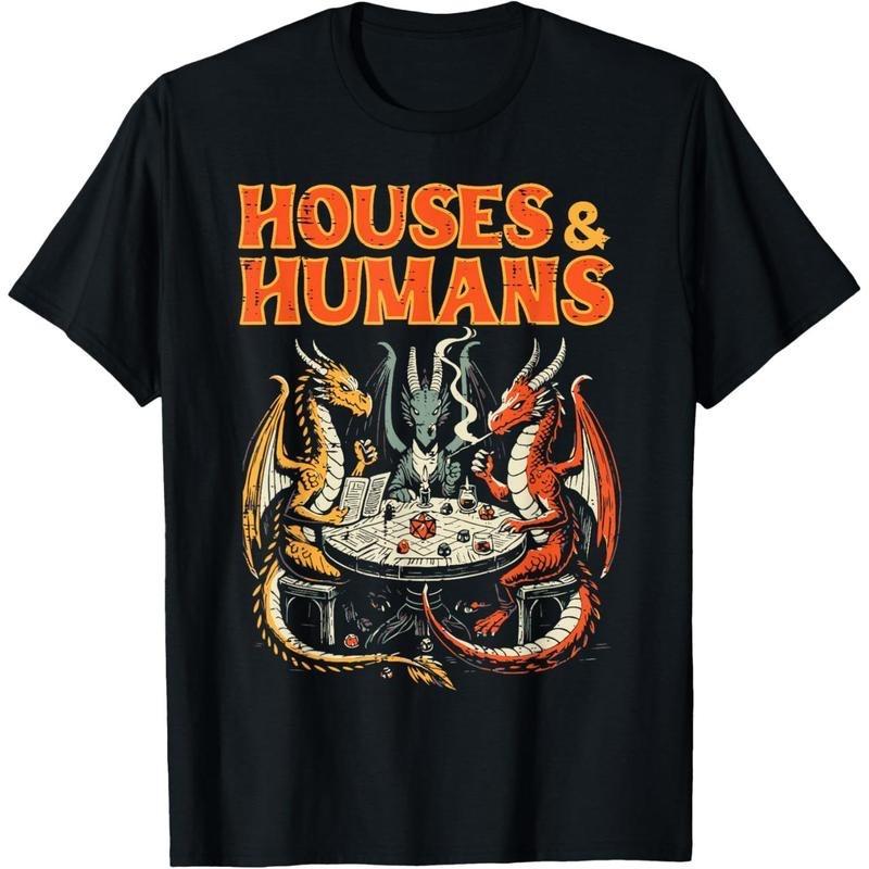Gaming Houses Humans Funny Rpg Parody Gamer Men T-Shirt XXXXL
