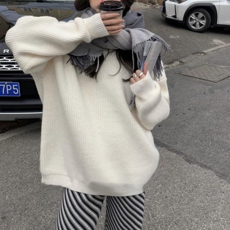 Candy Color Women's Loose Knit Sweater - Autumn/Winter 2026 Soft Casual Pullover