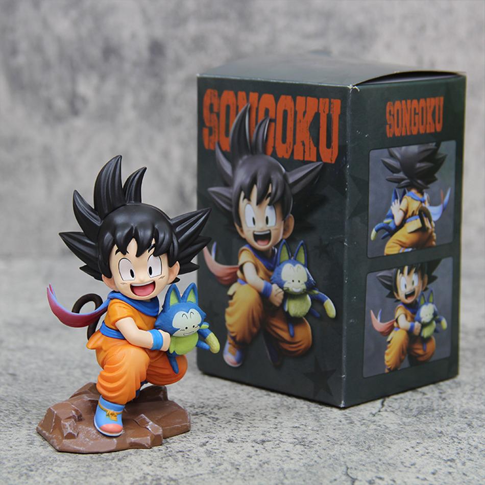 9cm Dragon Ball Kawaii Figur Kindheit Son Goku Hält Puaru Actionfiguren Anime Modell Puppe Sammlung Schreibtisch Dekoration Spielzeug
