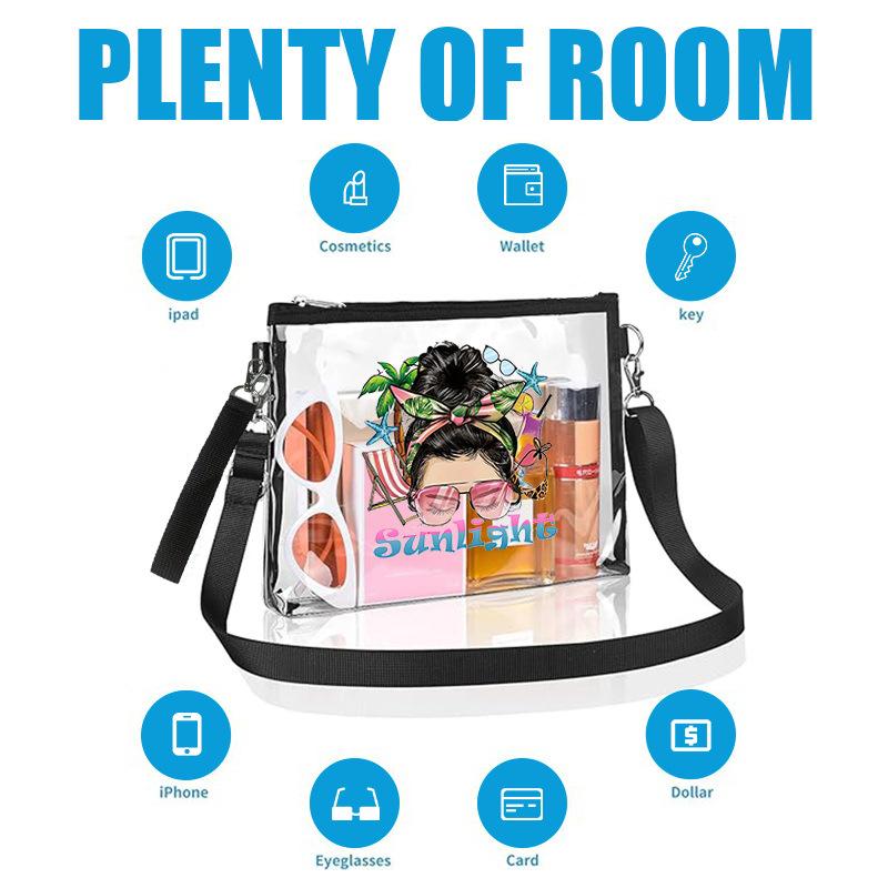 Bolso bandolera de PVC transparente impermeable bolsa de cambio bolsa deportiva para estadio bolsa de almacenamiento portátil portátil