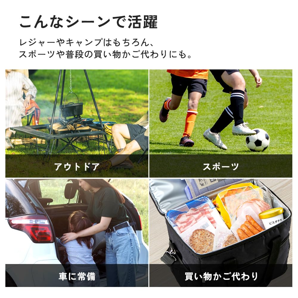 Iris Plaza Soft Cooler Insulated Ice Perfect for and Carrying Box, Bag, Small, 15L, Foldable, Black, Box, Camping, Picnics,