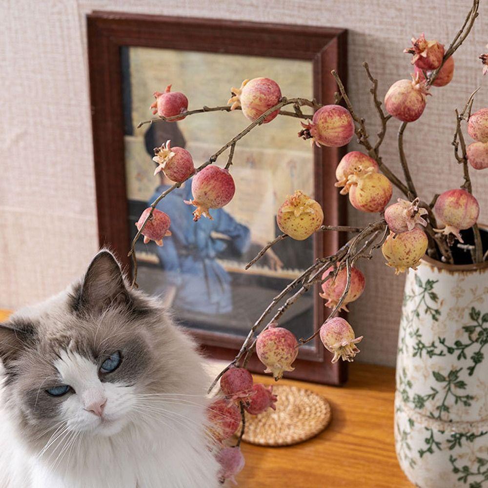 11 Fruit Artificial Pomegranate Branches Realistic Handmade Foam Fruits Branches Elegant Plastic Fake Plants