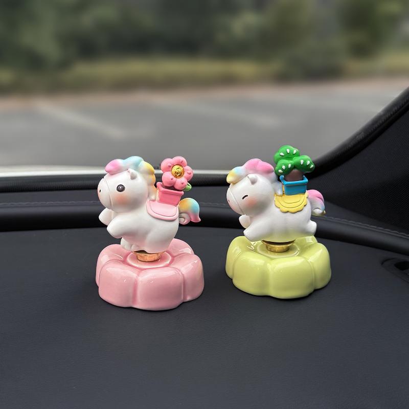 Lucky Money Horse Car Dashboard Ornament Cute Rocking Pony Figurine