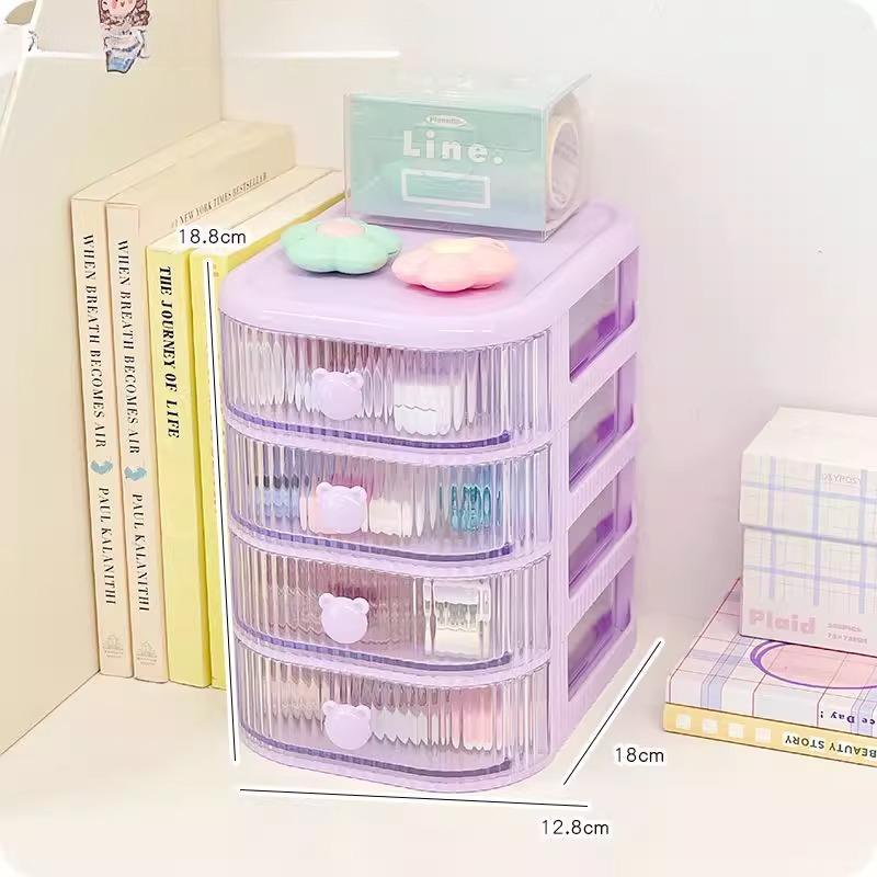 Desktop Multi-layer Drawer Storage Box Organizer Desktop Stationery Box Pen Holder Cute Children's Hair Accessories Storage Rack