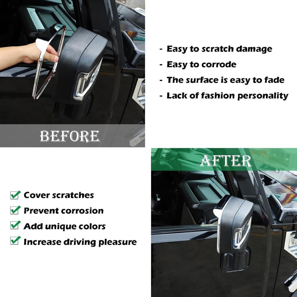 PIUGILH Silver Hummer H2 2003-2009 Rear View Mirror Rain Guards Car Visor Mirror Rain Eyebrows Accessories