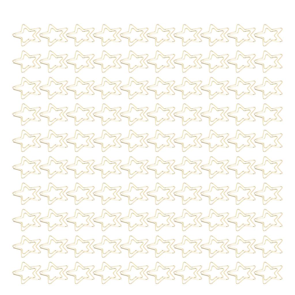 100Pcs Gold Paper Clips Durable Metal Rustproof Gold Fadeless Widely Used Cute Paper Clips for Home Office Star