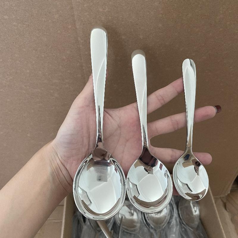 Quality Stainless Steel Round Spoon Large Size Dining Spoon Stirring Dessert Spoons Soup Spoons Rice Spoons Kitchen Tools