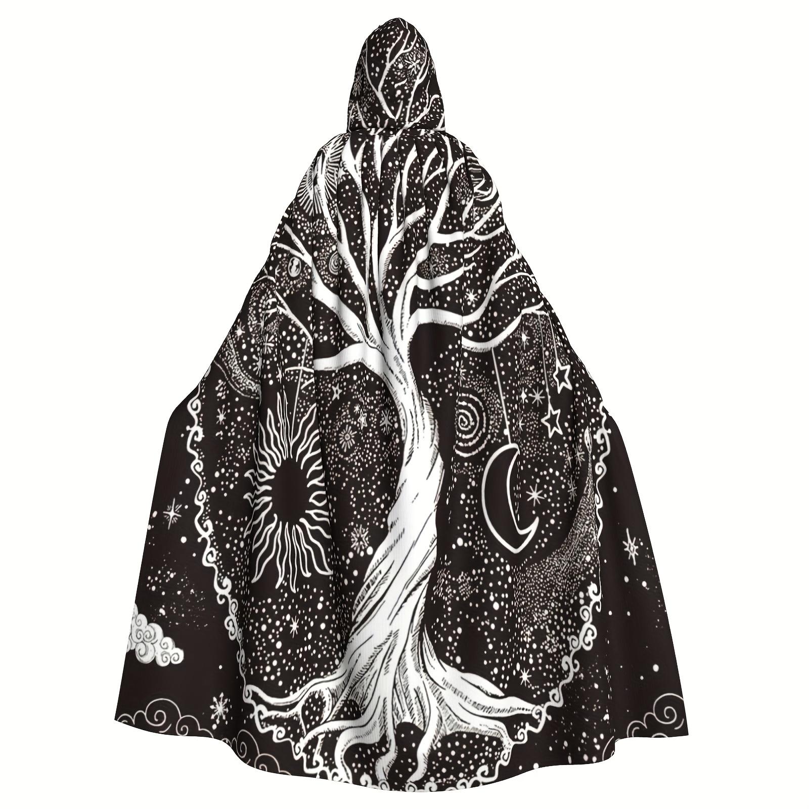 

1 шт., Богиня викингов в скандинавском стиле, цепкое древо жизни, солнце и луна, черно-белая звезда, халат с капюшоном, плащ, шаль, косплей для взрослых, мужчин, женщин, вечеринка 58*60inch