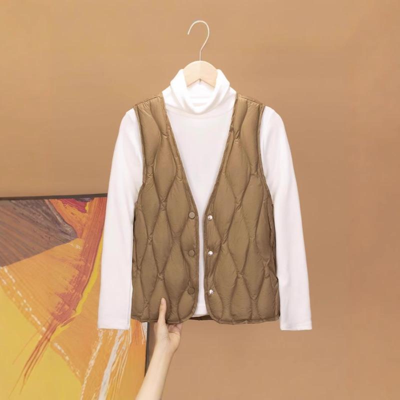 Neue leichte Daunenweste Damen warm schmal geschnitten Kragen weiße Entendaunen Weste Linerweste