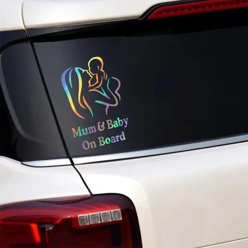 Mum and Baby on Board Sticker Car Warning Safety Creative Vinyl Film Decals Figure Styling Windshield Sticker Decor Accessories